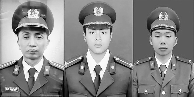 Thượng tá Đặng Anh Quân, thượng úy Đỗ Đức Việt, hạ sĩ Nguyễn Đình Phúc (từ trái qua).