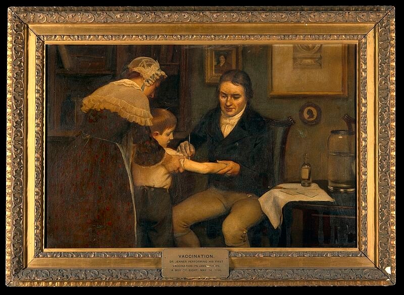 Tranh vẽ Edward Jenner tiêm cho James Phipps.