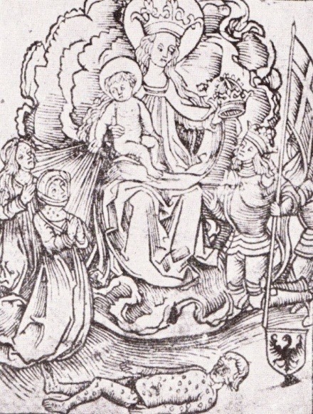 Một tác phẩm của Sebastian Brandt mô tả Thánh Mary với Chúa Hài đồng ra đời từ cùng năm 1496. Chúa Hài Đồng ném những ngọn giáo ánh sáng để trừng phạt hoặc có thể là chữa trị cho những người mắc bệnh giang mai với nhiều vết loét trên người.
