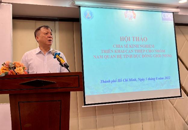 PGS. TS. Phạm Đức Mạnh, Phó Cục trưởng Cục Phòng, chống HIV/AIDS phát biểu tại hội thảo