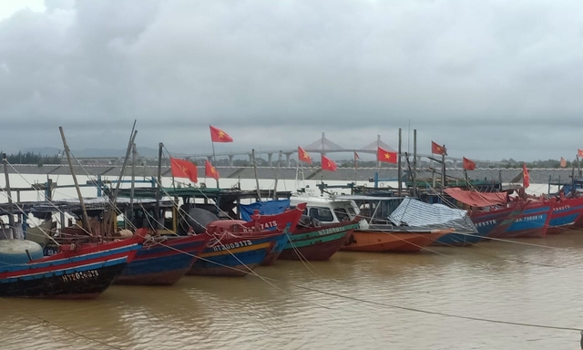  Ngư dân Hà Tĩnh neo đậu thuyền bè vào nơi trú bão an toàn. Ảnh: N.Sơn.