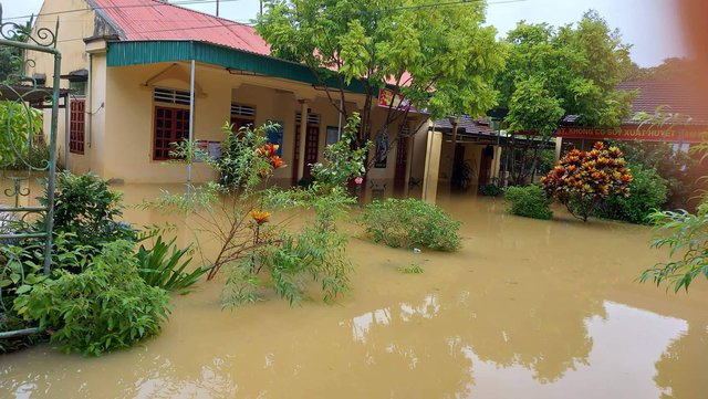  Nhiều trạm y tế ở Nghệ An ngập sâu trong nước.