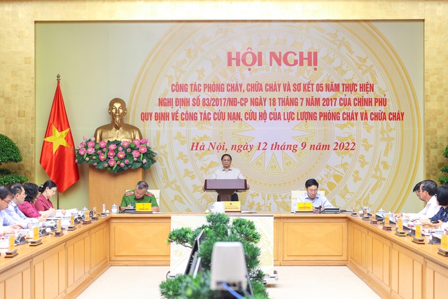 Thủ tướng Phạm Minh Chính khẳng định công tác PCCC và cứu nạn, cứu hộ là một trong những nhiệm vụ thường xuyên, quan trọng. Ảnh: VGP
