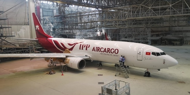 Chiếc máy bay chở hàng đã được lắp ráp và xuất xưởng của IPP Air Cargo. Ảnh: IPP