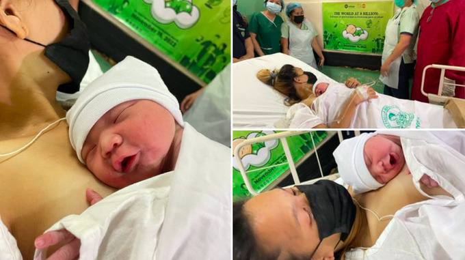 Bé gái thứ 8 tỷ trên thế giới vừa chào đời tại Bệnh viện Tưởng niệm Jose Fabella ở Manila, Philippines, ngày 15/11. Ảnh: Twitter