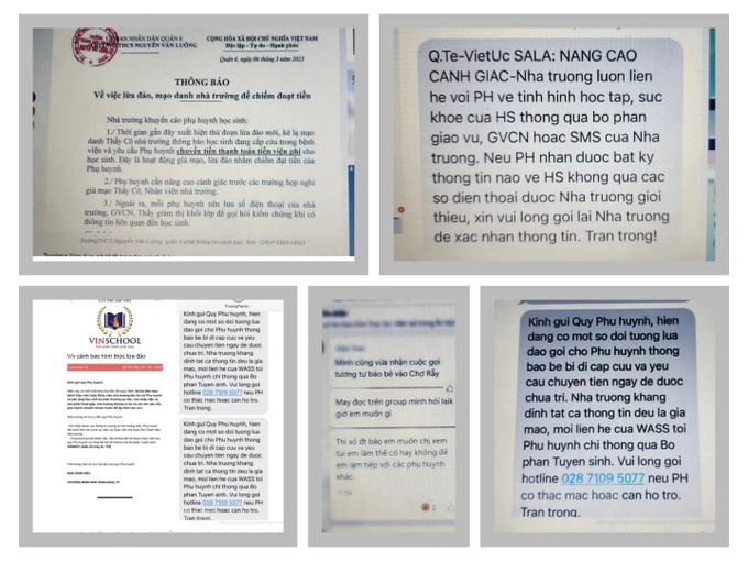 Nhiều trường học trên địa bàn TP. Hồ Chí Minh đã gửi thông báo cảnh báo phụ huynh về thủ đoạn lừa đảo mới. 