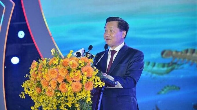 Phó Thủ tướng Chính phủ Lê Minh Khái phát biểu tại Festival tôm Cà Mau. 