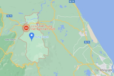 Đi rừng bị núi sạt lở vùi lấp, 3 người mất tích ở Quảng Bình. (Ảnh: Google Maps.)