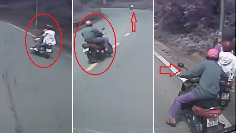Giây phút người hùng giải cứu xe máy mất phanh khi đổ đèo ở Tam Đảo.