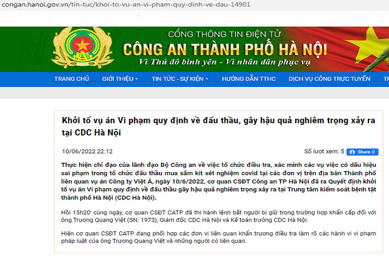 Công an Hà Nội thông tin vụ bắt Giám đốc CDC Hà Nội liên quan Việt Á.