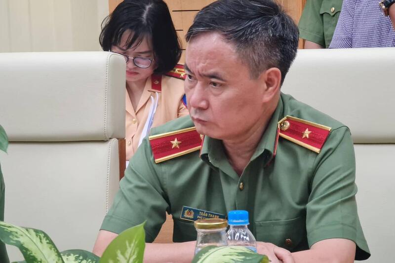 Thiếu tướng Trần Thanh, Cục phó An ninh điều tra Bộ Công an tại buổi họp báo