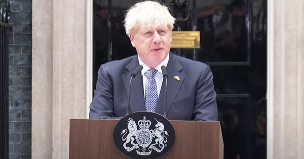 Thủ tướng Anh Boris Johnson tuyên bố từ chức hôm 7/7. Ảnh: Sky News