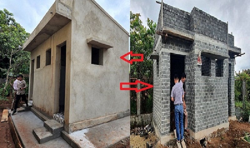 Cận cảnh nhà vệ sinh có giá 200 triệu đồng ở Đắk Lắk.