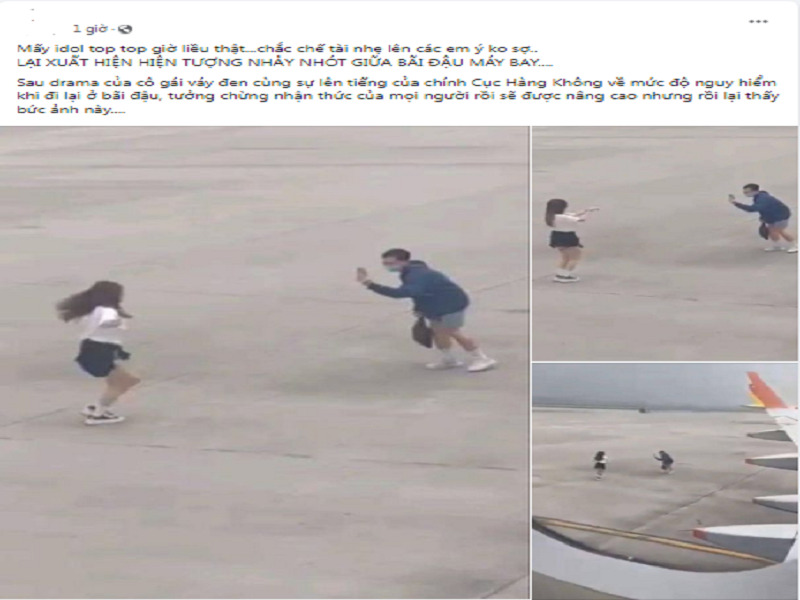 Cộng đồng mạng xôn xao trước hình ảnh nữ idol Tiktok nhảy nhót ở sân bay. (Ảnh: Chụp màn hình).