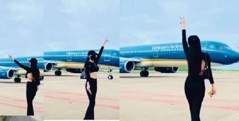 Hình ảnh một nữ idol Tiktok quay clip ở sân bay gây phẫn nộ.