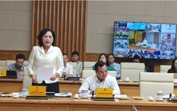 Bà Nguyễn Thị Hồng, Thống đốc NHNN phát biểu tại Hội nghị thúc đẩy phát triển nhà ở xã hội cho công nhân, người thu nhập thấp.