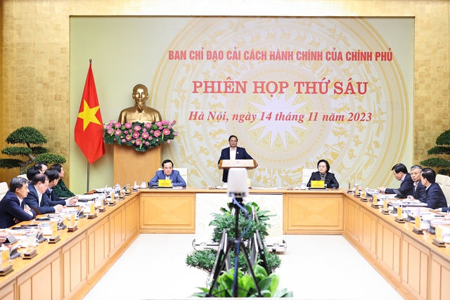 Thủ tướng Phạm Minh Chính, Trưởng Ban Chỉ đạo Cải cách hành chính (CCHC) của Chính phủ chủ trì phiên họp thứ sáu của Ban Chỉ đạo. Ảnh: VGP.