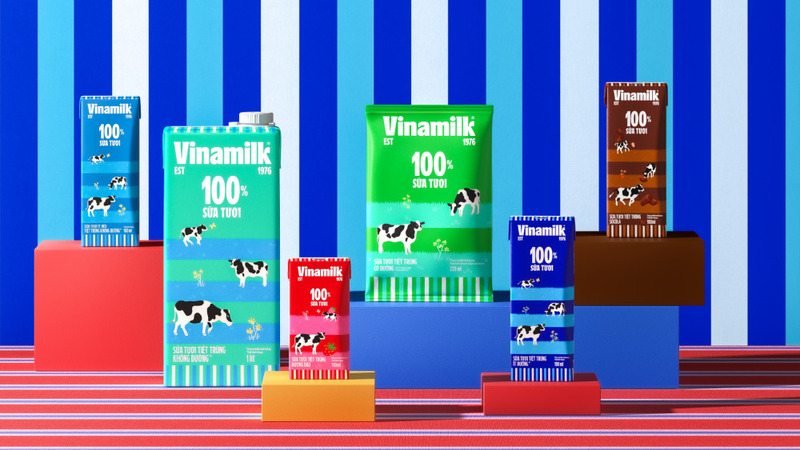 Bao bì mới của các sản phẩm sữa tươi 100% các loại bao bì hộp 1 Lít, hộp 110ml và 180ml, sữa bịch 220ml được Vinamilk công bố (Hình: Vinamilk)
