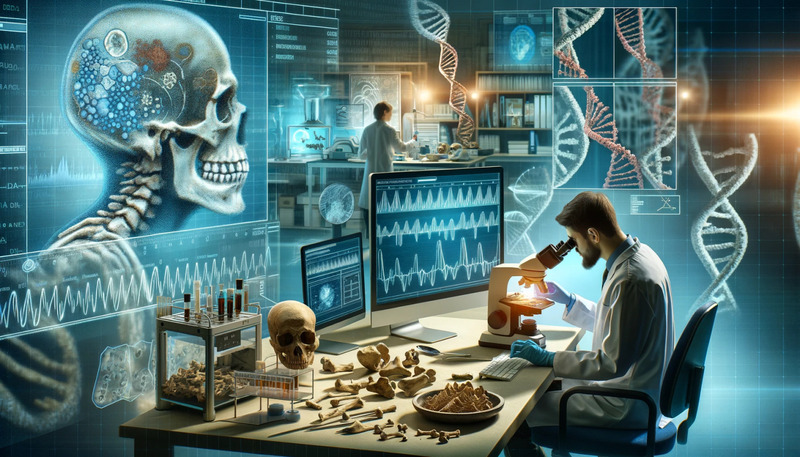 dall-e-2024-01-12-051103-a-conceptual-illustration-of-an-ancient-dna-research-project-the-image-shows-a-modern-laboratory-with-scientists-analyzing-dna-samples-in-the-foregr20240112051400
