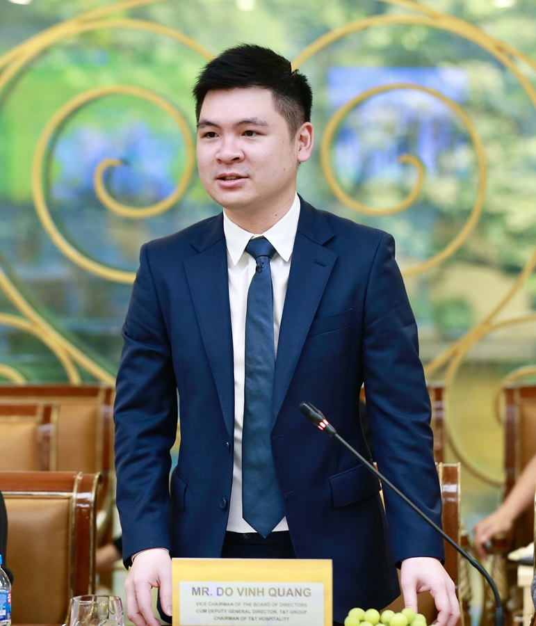 Ông Đỗ Vinh Quang, Phó Chủ tịch HĐQT Tập đoàn T&T Group, Chủ tịch Công ty T&T Hospitality phát biểu tại lễ ký kết