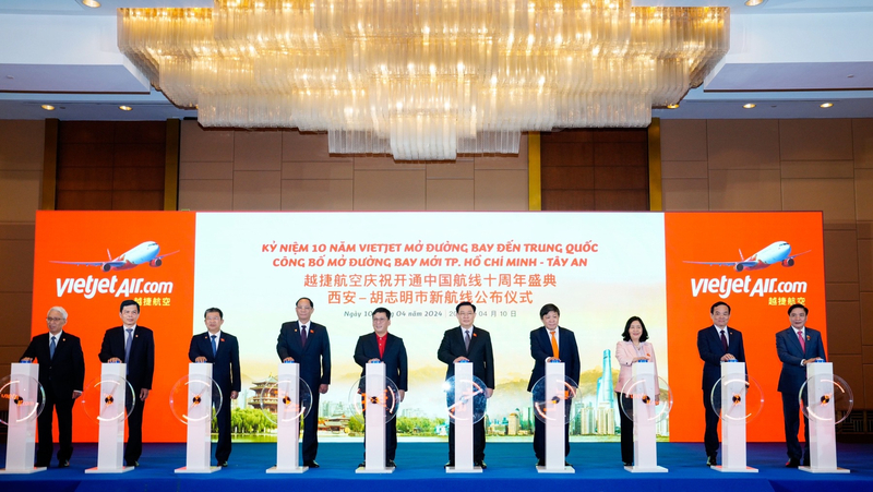 Nghi thức công bố đường bay mới TP. Hồ Chí Minh - Tây An (Trung Quốc) của Vietjet