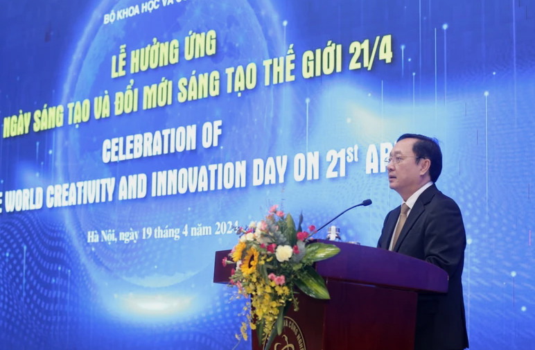 Bộ trưởng Bộ KH amp;CN Huỳnh Thành Đạt phát biểu tại buổi lễ.