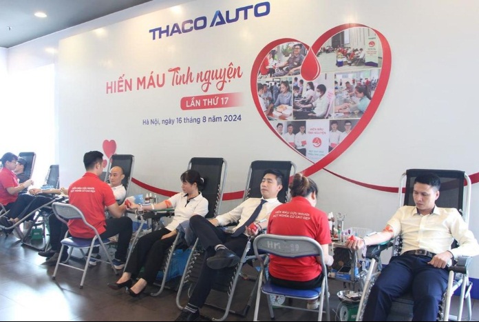 CBNV Thaco Auto tại Văn phòng Hà Nội và đơn vị trực thuộc tham gia hiến máu