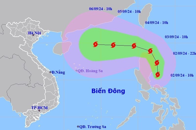 Khoảng đêm 3/9, bão Yagi đi vào Biển Đông và gió mạnh tối đa có thể lên tới cấp 12, giật cấp 15 vùng gần tâm bão.