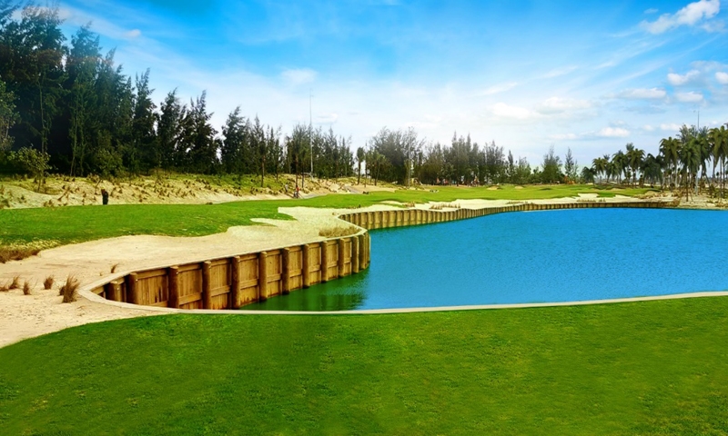 Hố 1 sân bờ kè Nicklaus Course tại Legend Danang Golf Resort