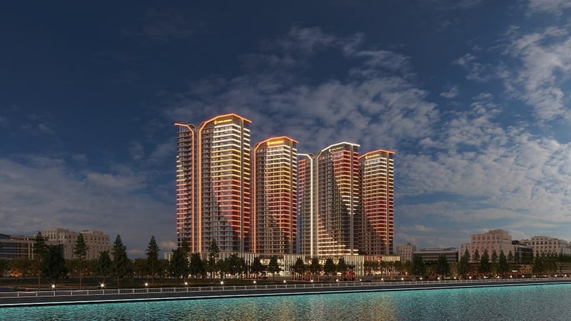 Hệ thống đường viền ánh sáng lấy cảm hứng từ những dòng nhạc và nốt nhạc tạo điểm nhấn cho thiết kế của Capital Square