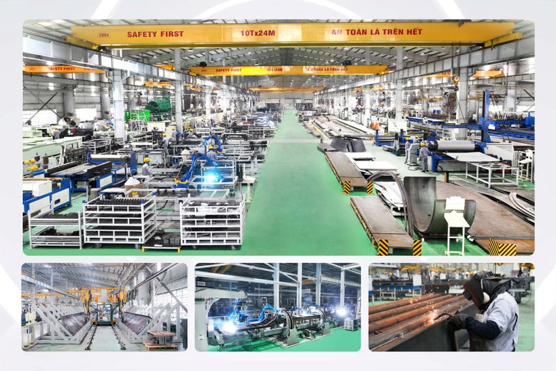 THACO INDUSTRIES sở hữu năng lực sản xuất vượt trội trong việc chế tạo các thiết bị, kết cấu cơ khí số lượng lớn, có tính đồng bộ cao.