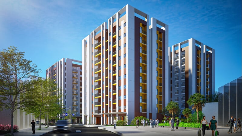  Phối cảnh công trình nhà ở xã hội tại phường An Xuyên, tỉnh Cà Mau do Công ty TNHH T&T Land Cà Mau làm chủ đầu tư