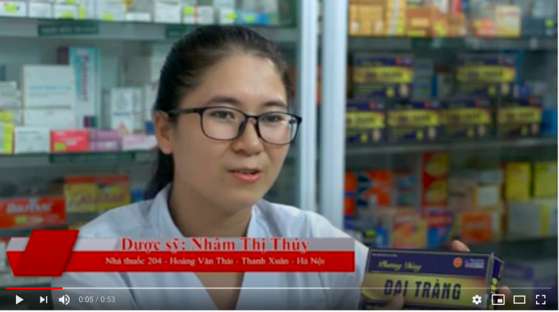 Dược sỹ Nhâm Thị Thuý quảng cáo về sản phẩm Phương Đông Đại Tràng