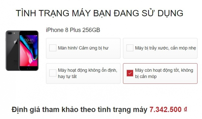 iPhone 8 Plus 256GB định giá cao hơn cả Note 9 512GB. Ảnh chụp màn hình.