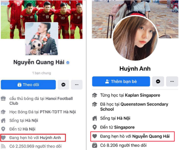 Quang Hải và Huỳnh Anh xác nhận hẹn hò trên trang cá nhân.