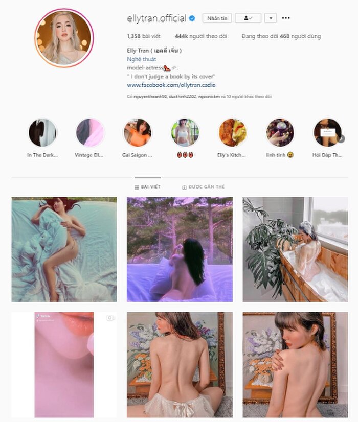 Không hiểu vì lý do gì mà thời gian gần đây Elly Trần thường xuyên đăng tải những hình ảnh bán nude gợi cảm trên trang cá nhân. Cô không thường xuyên đăng tải hình ảnh của các con nữa mà tạo tương tác trên mạng xã hội bằng cảnh của chính mình. 