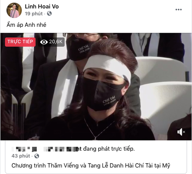 NS Hoài Linh chia sẻ đoạn livestream tang lễ NS Chí Tài ở Mỹ