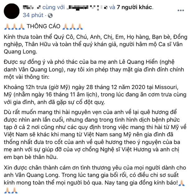 Bài đăng của gia đình Vân Quang Long