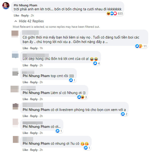 Bình luận của Phi Nhung gây chú ý với màn tỏ tình công khai
