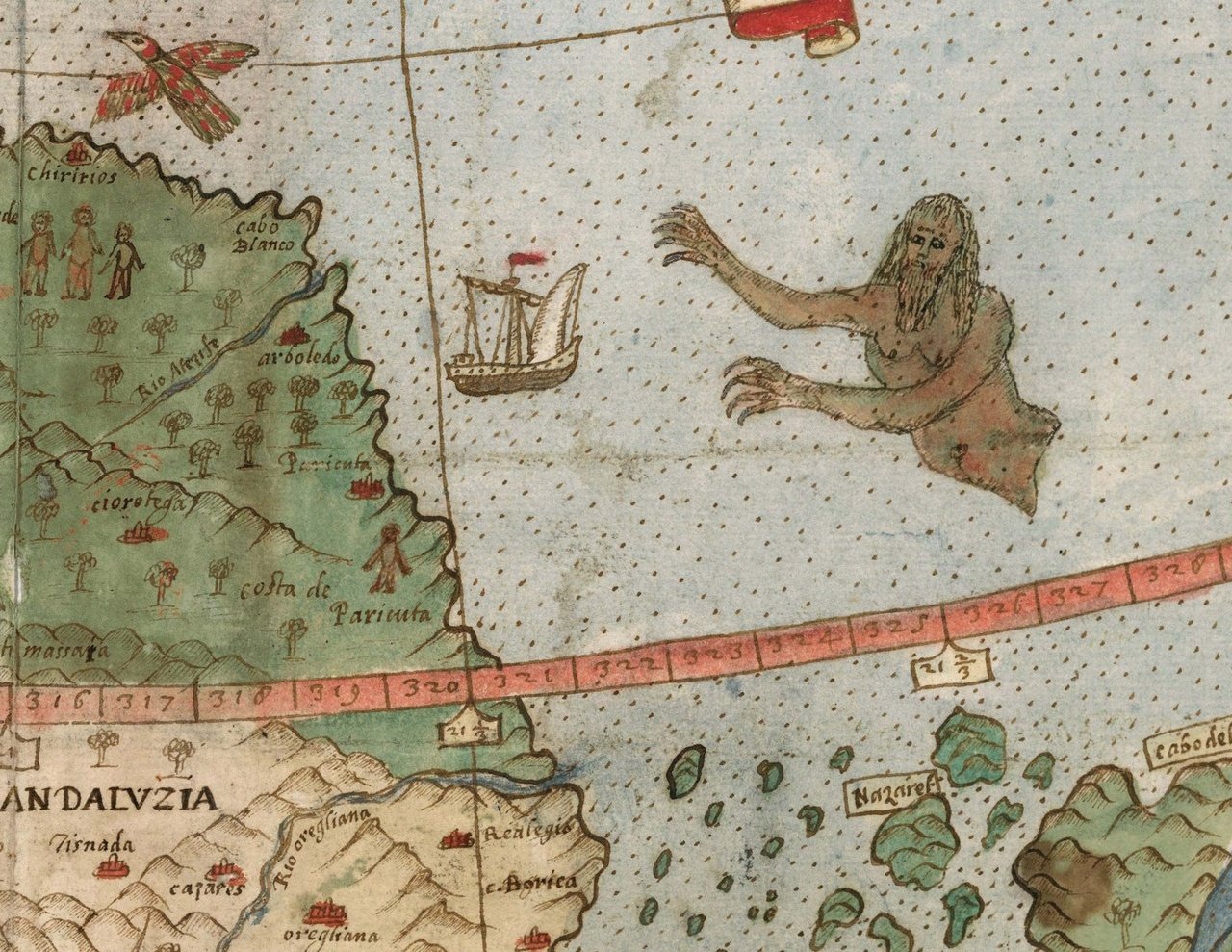 quái vật truyền thuyết trên bản đồ thế kỷ 16