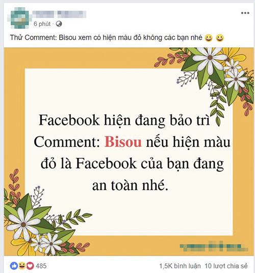 Trò lừa bình luận 'Bisou' để kiểm tra tài khoản Facebook