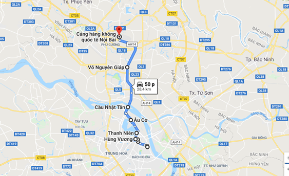 Lộ trình dự kiến đoàn di quan di chuyển trên địa bàn TP Hà Nội.
