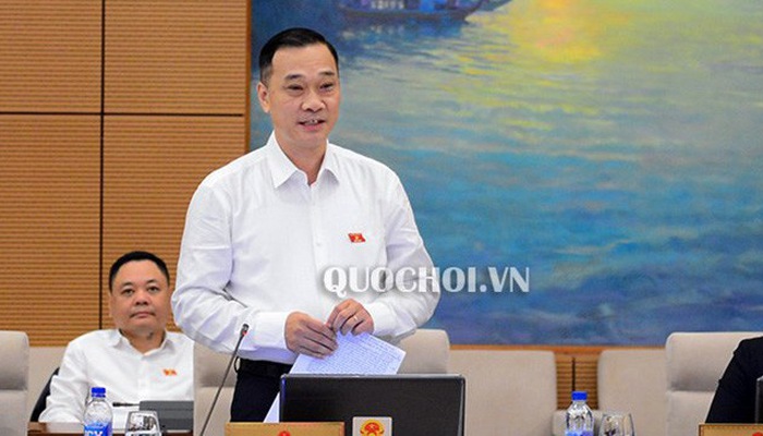 Chủ nhiệm Uỷ ban Kinh tế Vũ Hồng Thanh trình bày báo cáo thẩm tra.
