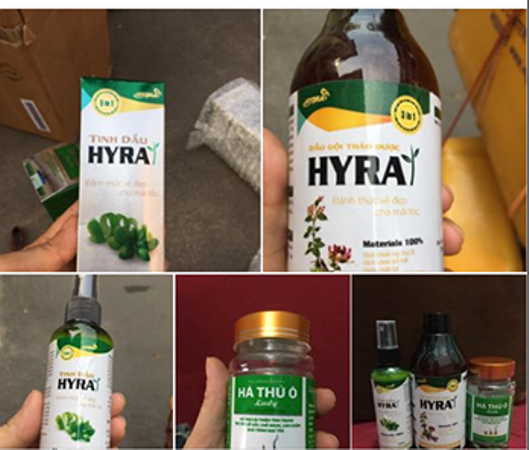 Bộ tinh dầu Hyra được quảng cáo là sản phẩm gia truyền của bà Hòe.