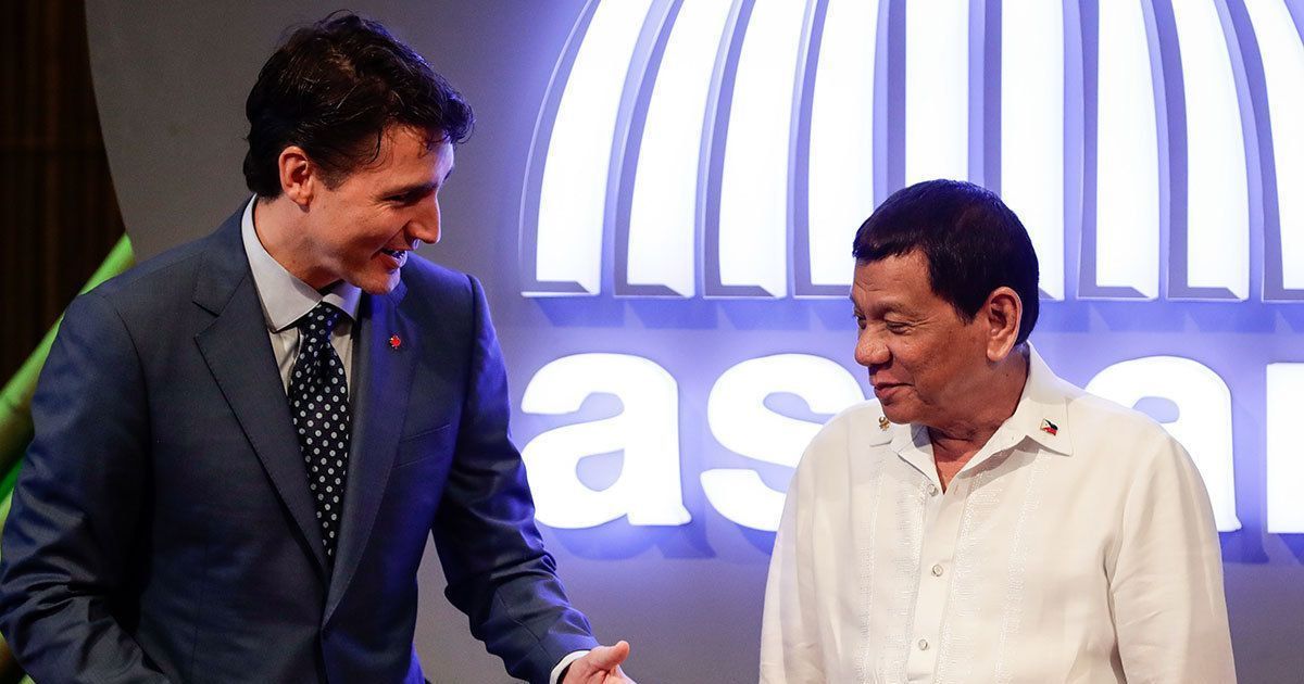 Thủ tướng Canada Trudeau Tổng thống Philippines Rodrigo Duterte tại Hội nghị Thượng đỉnh Asean 2017.