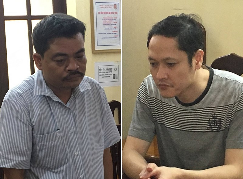 Nguyễn Thanh Hoài (trái) và Vũ Trọng Lương, hai bị can trong vụ gian lận điểm thi tại tỉnh Hà Giang. (Ảnh: IT).
