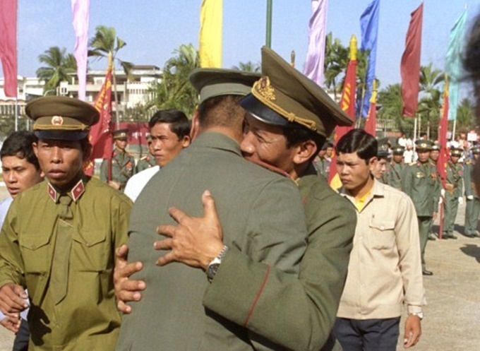 Lễ chia tay quân tình nguyện Việt Nam ở Phnom Penh năm 1989.