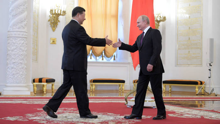 Chủ tịch Trung Quốc Tập Cận Bình và Tổng thống Nga Putin tại Moscow hôm 5/6/2019.