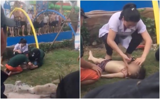 Bé trai đuối nước tại Công viên nước Thanh Hà đã tử vong.