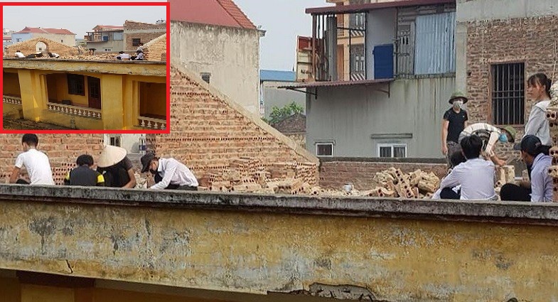 Hình ảnh các học sinh bị phạt đẽo gạch giữa trưa nắng ở Trường THPT dân lập Nguyễn Trãi (Yên Phong, Bắc Ninh) gây xôn xao cộng đồng mạng.